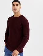 New Look Tuck Stitch Sweater In Burgundy-red