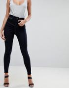 Asos Ridley High Waist Skinny Jeans With Corset Detail In Indigo - Blue