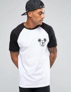 Asos Raglan T-shirt With Mickey Chest Print - White