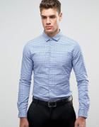 Asos Skinny Oxford Shirt In Blue Gingham Check - Blue