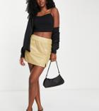 Collective The Label Exclusive Split Mini Skirt In Glitter Gold - Part Of A Set