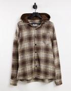 Sixth June Hooded Tartan Shirt In Brown