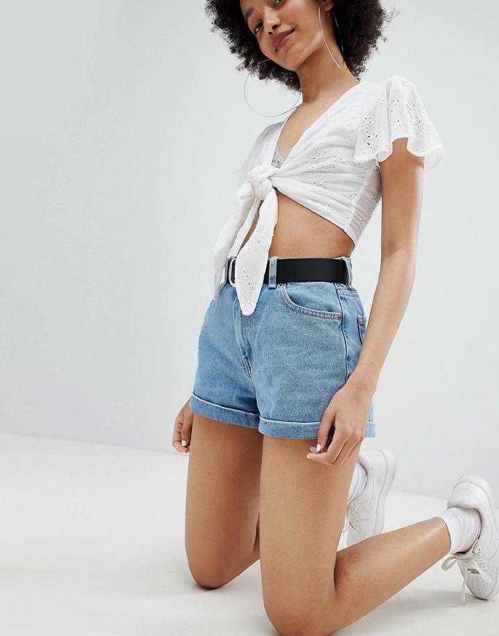 Bershka Mom Short - Blue