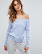 Micha Lounge Knitted Bardot Top - Blue