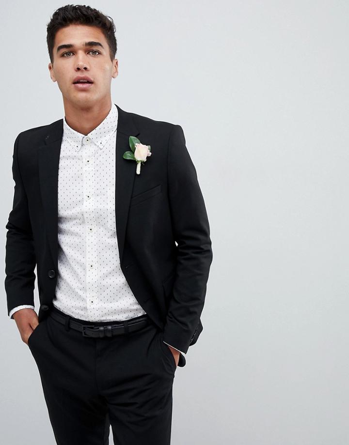 Burton Menswear Skinny Fit Suit Jacket In Black - Black