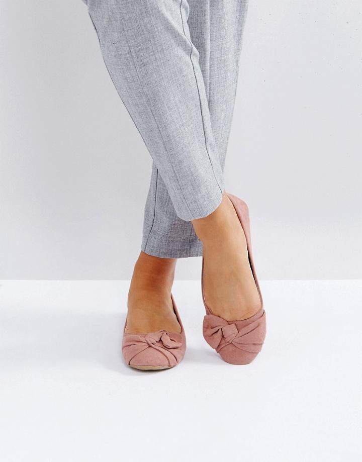 Park Lane Oversized Bow Flat Ballerina - Pink