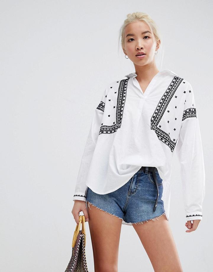 New Look Embroidered Shirt - White