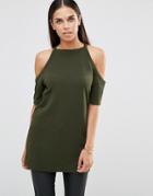 Ax Paris Cold Shoulder Top - Green