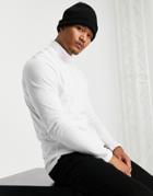 Asos Design Long Sleeve Roll Neck T-shirt In White