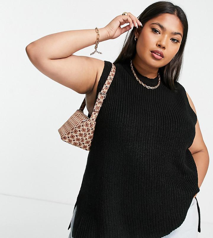Vero Moda Curve Knitted Tank In Black