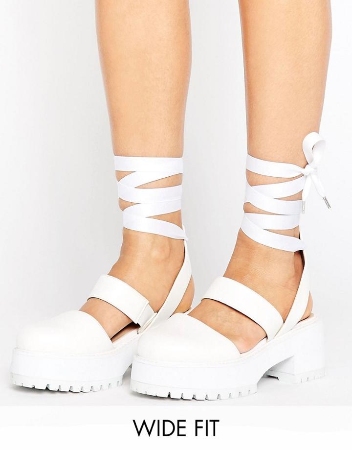 Asos Oblong Wide Fit Chunky Heels - White