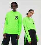 Collusion Unisex Long Sleeve Logo T-shirt In Green - Green