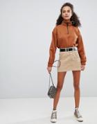 Bershka Button Cord Mini Skirt - Beige