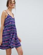 Asos Design Stripe And Cherry Print Smock Sundress - Multi