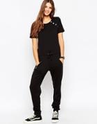 Asos Drawstring Jumpsuit With Metal Poppers And Zips - Black