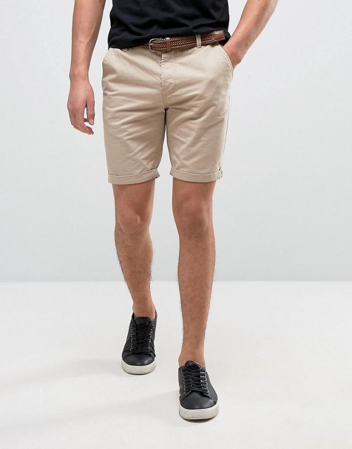 Threadbare Belted Chino Short - Stone
