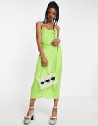 Style Cheat Satin Cami Top In Lime Green - Part Of A Set