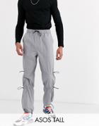 Asos Design Tall Cargo Pants With Ruched Leg Details In Gray-silver