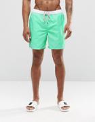 New Look Swim Shorts In Mint Green With Contrast Waistband - Green
