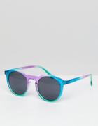 Asos Round Sunglasses In Multi Colored Frame With Black Lens - Multi