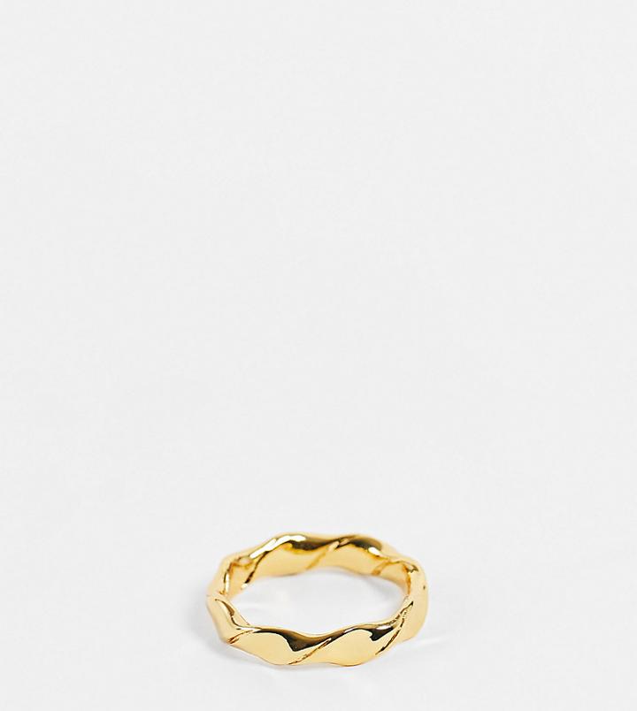 Asos Design 14k Gold Plated Ring In Twist Design
