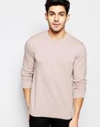 Asos Crew Neck Sweater In Pink Cotton - Light Pink