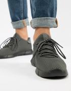 New Look Knitted Detail Sneakers In Mid Gray - Gray