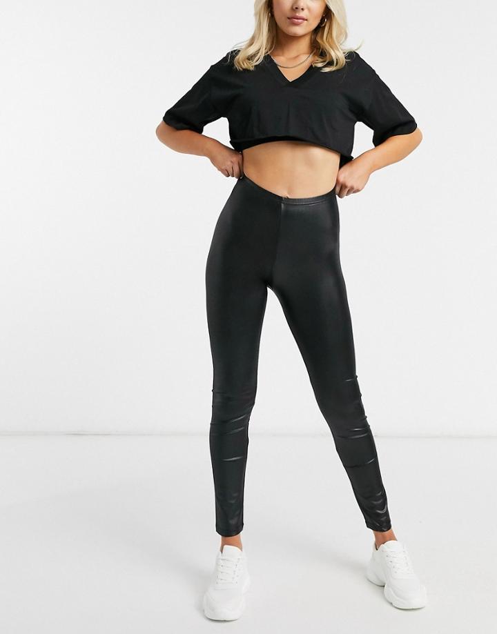 Qed London Wet Look Leggings-black