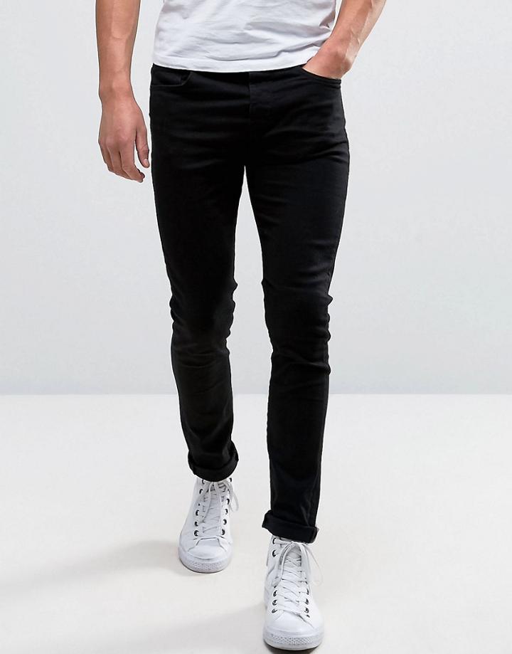 Selected Homme Jeans In Skinny Fit Stretch Denim - Black