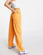 Asos Design Oversized Skater Jean In Orange With Cargo Styling