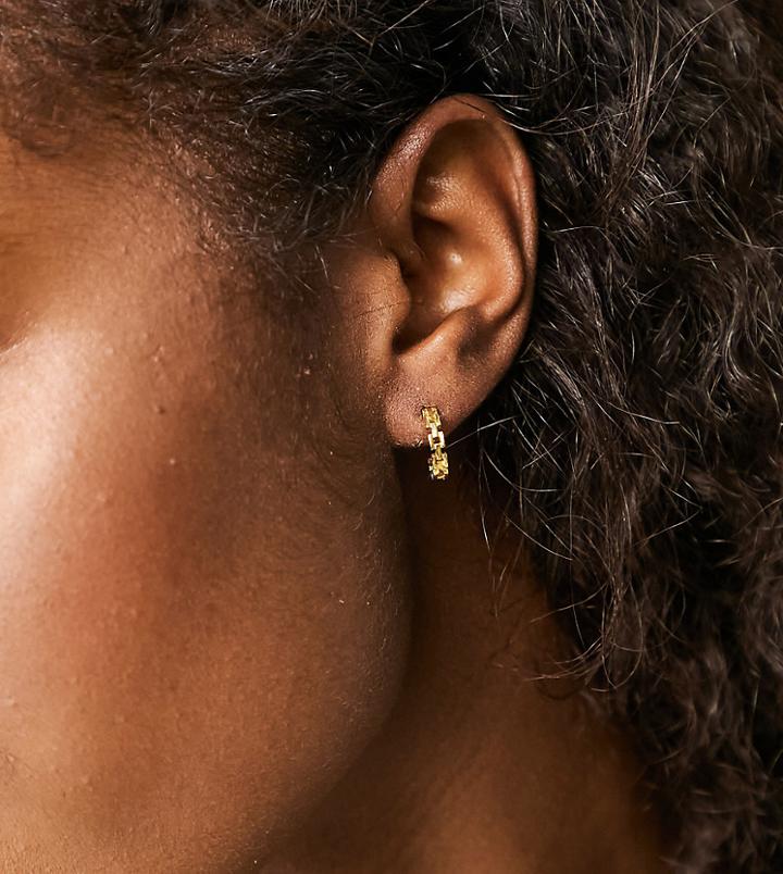 Bloom & Bay Half Moon Chain Detail Sterling Silver Hoops