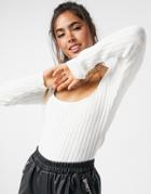 Unique21 Scoop Rib Knit Top In Cream-neutral