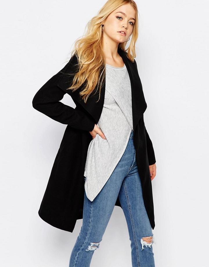Jdy Tie Front Coat - Black