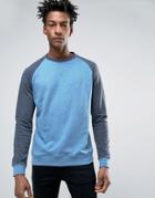 Farah Tanton Raglan Crew Sweat Slim Fit In Blue - Blue