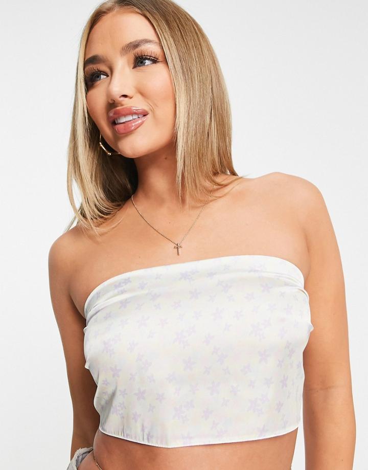 Na-kd X Lovisa Wallin Polyester Satin Scarf Top In Floral Print-multi