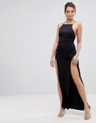 Asos Double Split Maxi Dress - Black