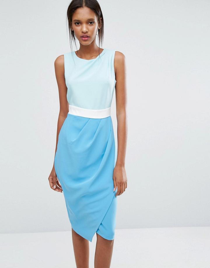 Closet Tri Color Drape Skirt Dress - Multi