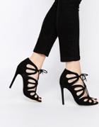 New Look Cut Out Lace Up Heels - Black