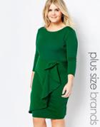Goddiva Plus Dress With Ruffle Detail - Emerald