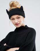 Monki Knitted Car Ears Headband - Black
