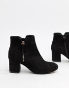 Office Side Zip Kitten Heel Boots - Black