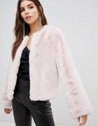Lipsy Fluffy Faux Fur Jacket In Pink Pink - Pink