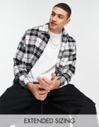 Asos Design Extreme Oversized Check Shirt In Brushed Flannel-white