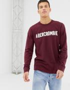 Abercrombie & Fitch Logo Applique Long Sleeve Top In Burgundy - Red