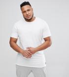 Only & Sons Plus Longline Raw Edge T-shirt - White
