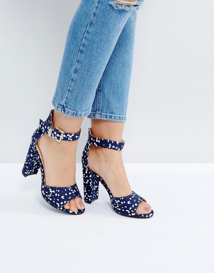 The March Spot Block Heeled Sandals - Navy