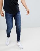Versace Jeans Muscle Fit Jeans In Darkwash Blue With Tiger Logo - Blue