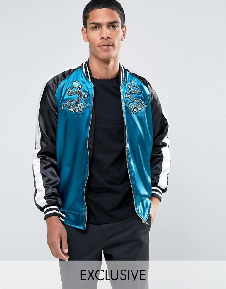 Reclaimed Vintage Souvenir Jacket With Back Patch - Blue