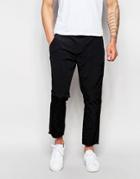 Asos Smart Tapered Pants In Black Nylon - Black