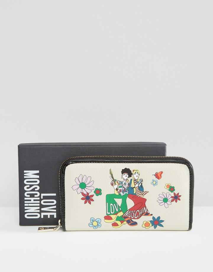 Love Moschino Retro Love Print Purse - White